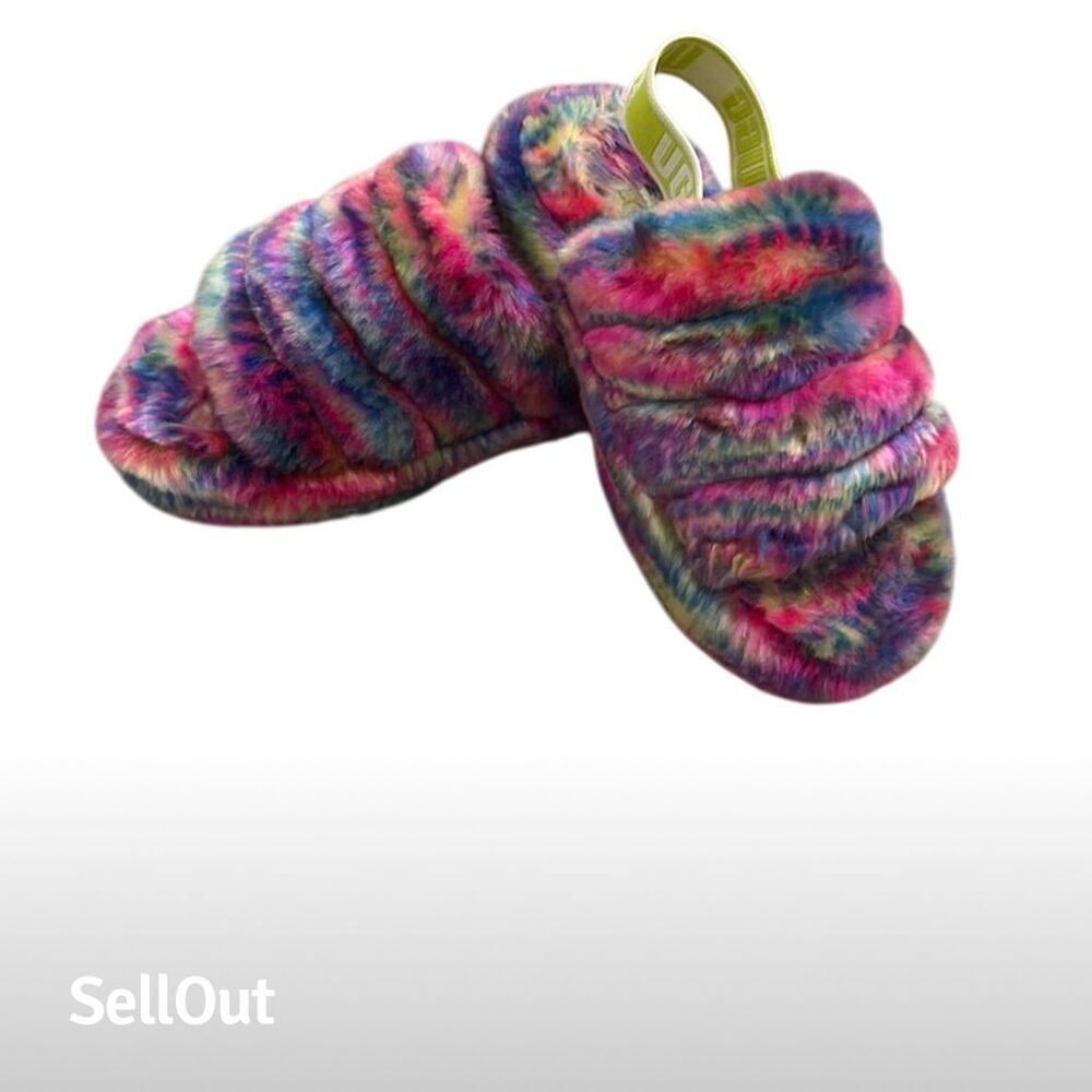 UGG Girls‎ Fluff Yeah Slippers Multicolor Size 13 Plush Cozy Slides
